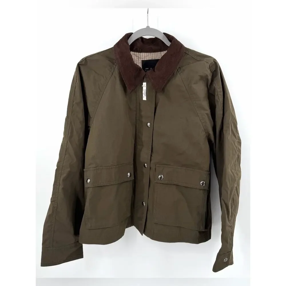 Madewell Waxed Zip-Front Jacket in trench green Size L